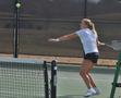 Primary view of [Franziska Sprinkmeyer swings forehand during Lamar match]
