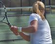 Primary view of [Franziska Sprinkmeyer holds racket backhanded]