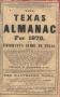 Book: The Texas Almanac for 1870, and Emigrant's Guide to Texas