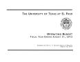 Primary view of University of Texas at El Paso Operating Budget: 2012