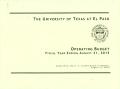 Primary view of University of Texas at El Paso Operating Budget: 2015