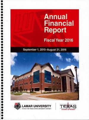 Primary view of object titled 'Lamar University Annual Financial Report: 2016'.