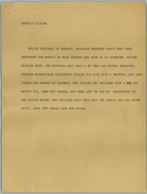 Primary view of object titled '[News Script: Detroit Killing]'.