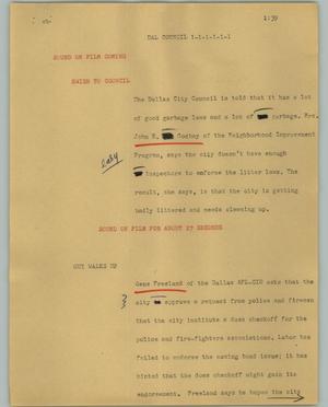 Primary view of object titled '[News Script: Dal council]'.
