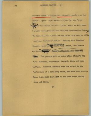 Primary view of object titled '[News Script: Governor leaving]'.