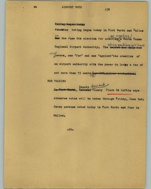Primary view of object titled '[News Script: Airport vote]'.