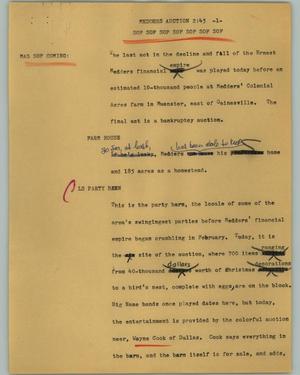 Primary view of object titled '[News Script: Medders auction]'.