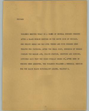 Primary view of object titled '[News Script: Chicago]'.