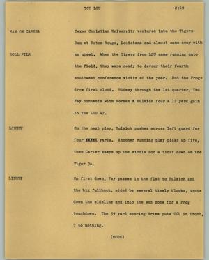 Primary view of object titled '[News Script: TCU LSU]'.