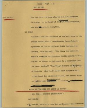 Primary view of object titled '[News Script: Chili]'.