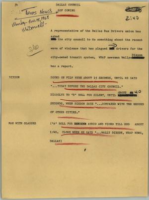 Primary view of object titled '[News Script: Dallas council]'.