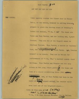 Primary view of object titled '[News Script: Mary Martin]'.