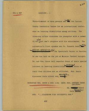 Primary view of object titled '[News Script: Learning]'.