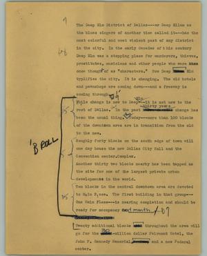 Primary view of object titled '[News Script: Deep Ellum]'.