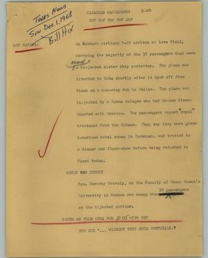 Primary view of object titled '[News Script: Hijacked Passengers]'.