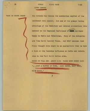Primary view of object titled '[News Script: Girls]'.