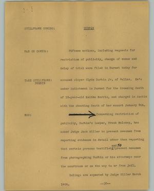 Primary view of object titled '[News Script: Durbin]'.