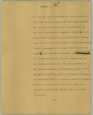 Primary view of object titled '[News Script: Accident]'.