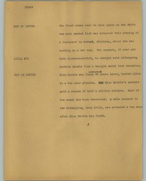 Primary view of object titled '[News Script: Woman]'.