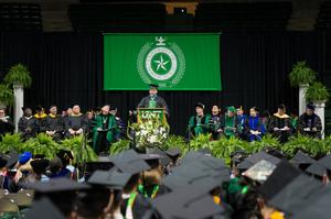 Primary view of object titled '[UNT Master Recipient Valedictorian Speech at Commencement Ceremony]'.