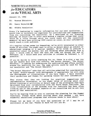 Primary view of object titled '[RE: NTIEVA Newsletters, January 13, 1992]'.