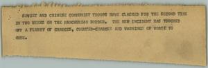 Primary view of object titled '[News Script: Manchurian Border Crisis]'.