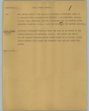 Primary view of object titled '[News Script: Basketball]'.