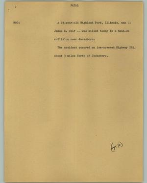 Primary view of object titled '[News Script: Fatal]'.