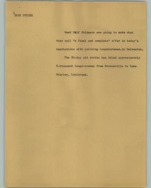 Primary view of object titled '[News Script: Dock strike]'.