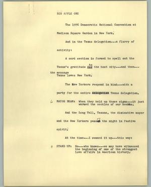Primary view of object titled '[News Script: Big Apple one]'.