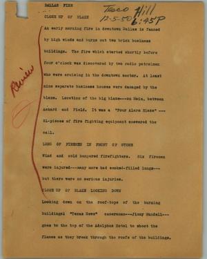 Primary view of object titled '[News Script: Dallas Fire]'.
