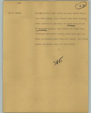 Primary view of object titled '[News Script: Peru]'.