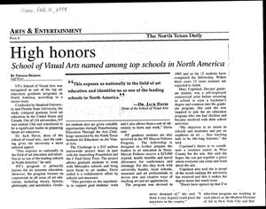 Primary view of object titled 'High honors School of Visual Arts named among top schools in North America'.