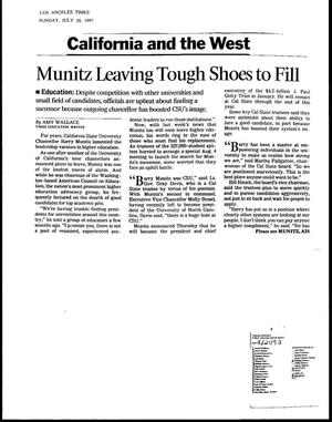 Primary view of object titled 'Munitz Leaving Tough Shoes to Fill'.