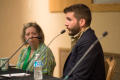 Photograph: [Mike Giglio speaking at panel discussion for reporting about]