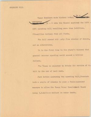 Primary view of object titled '[News Script: Sending bill]'.