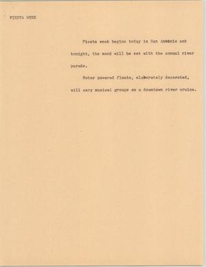 Primary view of object titled '[News Script: Fiesta week]'.