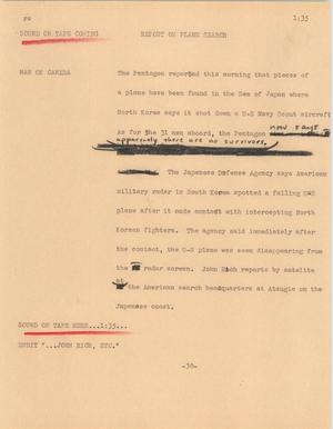 Primary view of object titled '[News Script: Report on plane search]'.