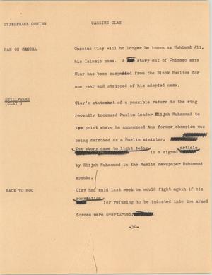 Primary view of object titled '[News Script: Cassius Clay]'.