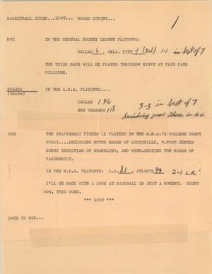 Primary view of object titled '[News Script: Basketball score]'.