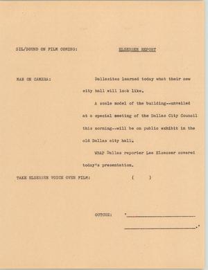 Primary view of object titled '[News Script: Elsesser Report]'.