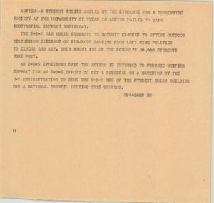 Primary view of object titled '[News Script: Student strike]'.