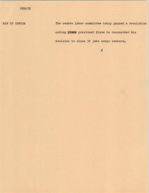 Primary view of object titled '[News Script: Senate]'.