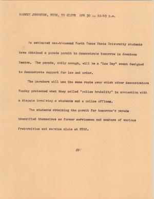 Primary view of object titled '[News Script: UNT Protest]'.