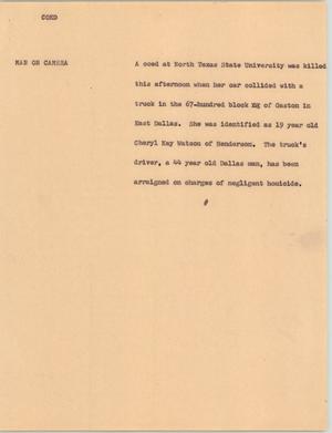 Primary view of object titled '[News Script: Coed]'.