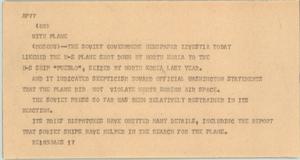Primary view of object titled '[News Script: Plane shot down]'.