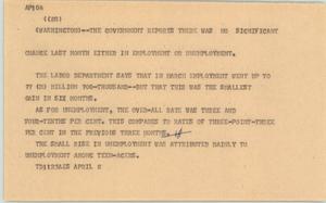 Primary view of object titled '[News Script: Unemployment rates]'.