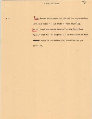 Primary view of object titled '[News Script: Soviet Chinese]'.