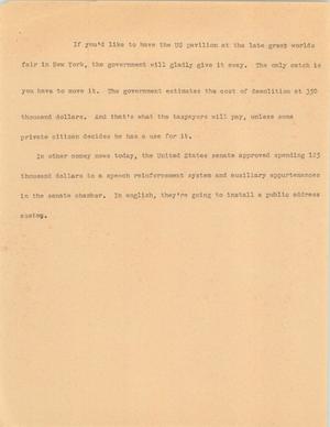 Primary view of object titled '[News Script: Government affiars]'.