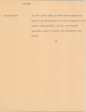 Primary view of object titled '[News Script: Airlines]'.